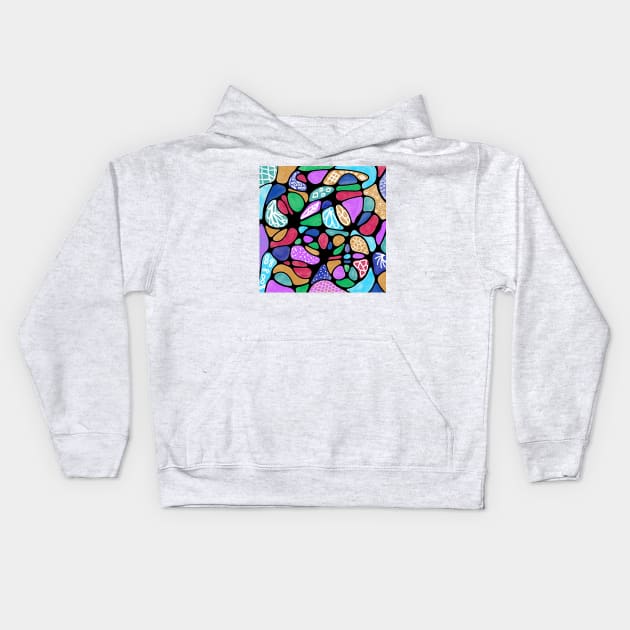 WHITE LINE ART ON NEUROGRAPHIC Kids Hoodie by FLOWER_OF_HEART